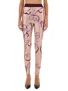 Versace Jeans Couture Leggings With Print In Pink
