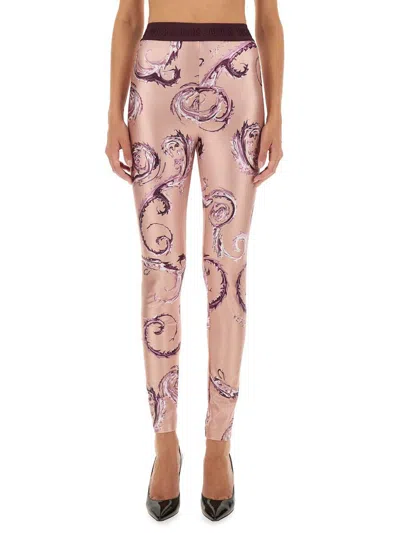 Versace Jeans Couture Leggings With Print In Pink