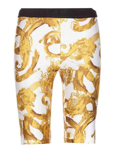 Versace Jeans Couture Watercolour Couture Short Leggings In Blue