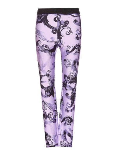 Versace Jeans Couture Watercolour Couture Leggings In Purple