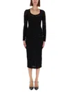 Versace Jeans Couture Logo-print Long-sleeve Midi Dress In Black