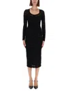 Versace Jeans Couture Logo-print Long-sleeve Midi Dress In Black