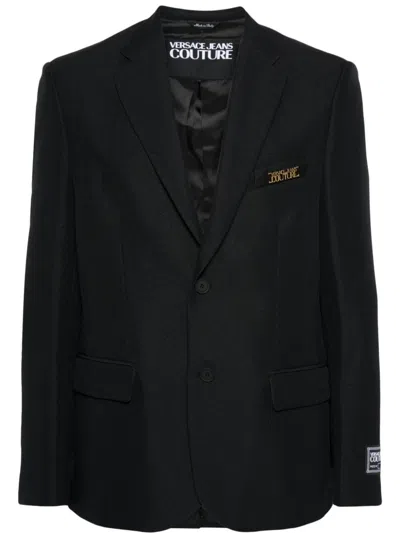 Versace Jeans Couture Logo-appliqué Blazer In Black