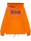 Versace Jeans Couture Hoodie With Logo And Crystals In 橘色