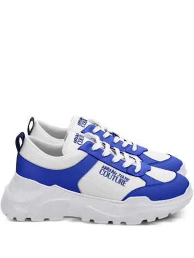 Versace Jeans Couture Logo-appliqué Sneakers In Blue
