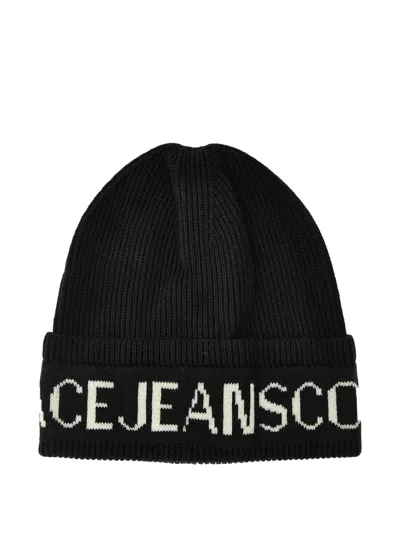 Versace Jeans Couture Logo-band Beanie Hat In Black