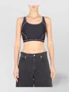 Versace Jeans Couture Logo Band Crop Top With Contrast Stitching In Black