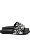 Versace Jeans Couture Logo-band Slides In Black