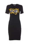 Versace Jeans Couture Crystal Outline Barocco Mini Dress In Black