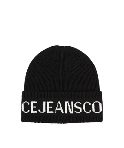 Versace Jeans Couture Logo Beanie Hat In Black