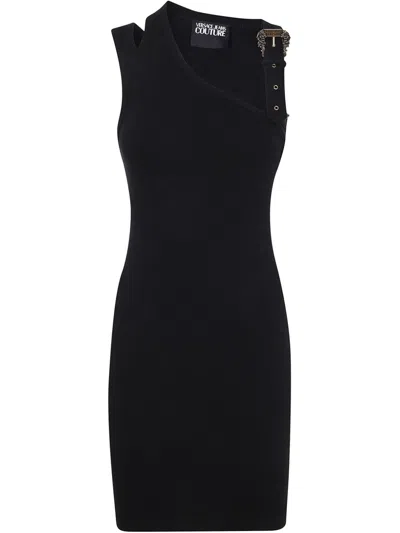 Versace Jeans Couture Logo-buckle Midi Dress In Black  
