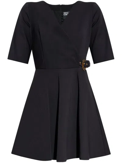Versace Jeans Couture Logo-buckle Mini Dress In Black
