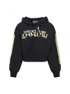 Versace Jeans Couture Logo Chain Print Cropped Hoodie In Black