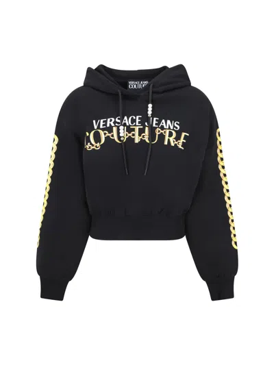 Versace Jeans Couture Logo Chain Hoodie In Nero
