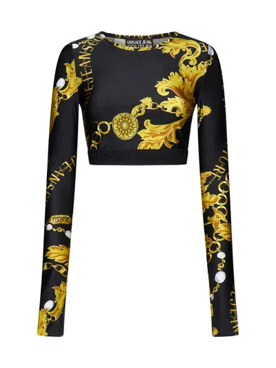 Versace Jeans Couture Top In Black Gold