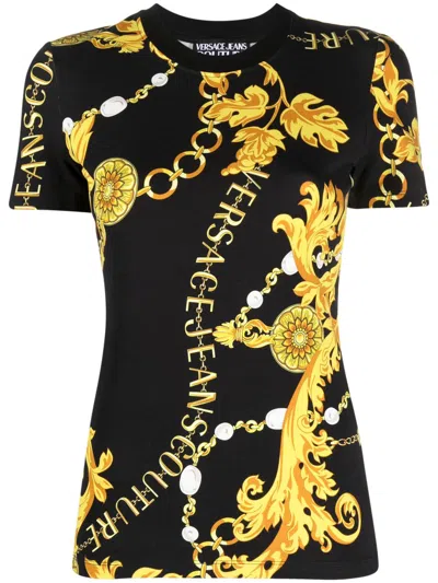Versace Jeans Couture T-shirt Mit Barock-print In Black