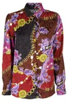 VERSACE JEANS COUTURE LOGO COUTURE PRINTED BUTTON-UP BLOUSE
