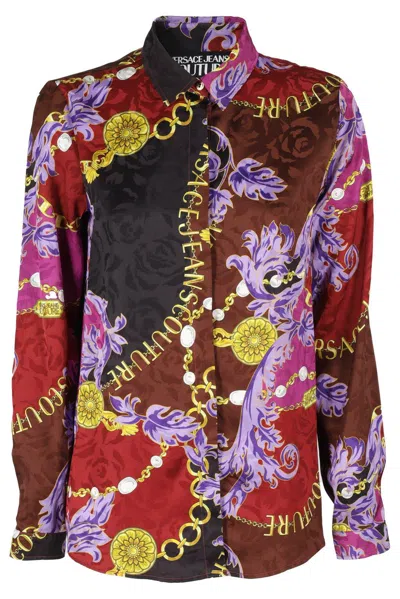 VERSACE JEANS COUTURE LOGO COUTURE PRINTED BUTTON-UP BLOUSE