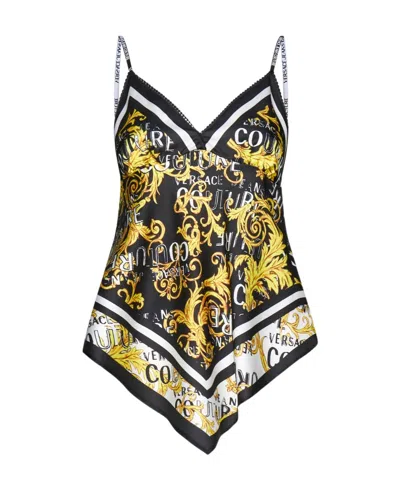 Versace Jeans Couture Logo Couture V-neck Tank Top In Gold