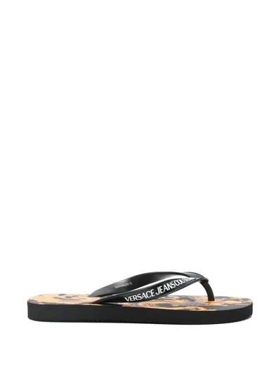 Versace Jeans Couture Logo-detail Flip-flops In Black
