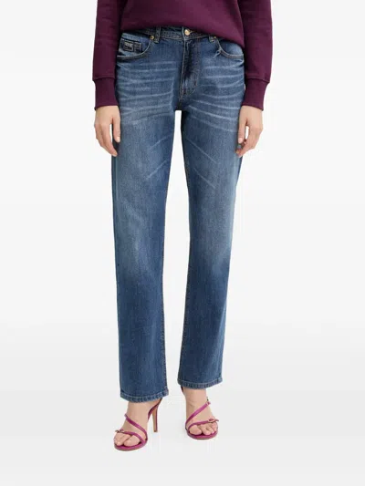 Versace Jeans Couture Logo-detailed Jeans In Blue