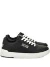 Versace Jeans Couture Logo-detailed Leather Sneakers In Black