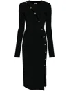 Versace Jeans Couture Decorative-buttons Knitted Midi Dress In Black