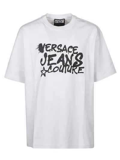 Versace Jeans Couture Logo Dripping T-shirt In White