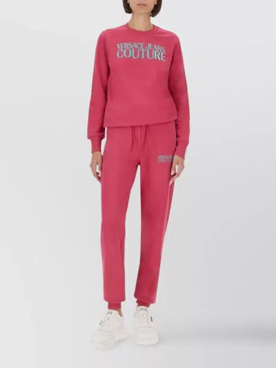 Versace Jeans Couture Logo Elastic Waistband Jogging Pants In Pink