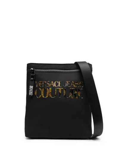 Versace Jeans Couture Logo-embellished Messenger Bag In Black