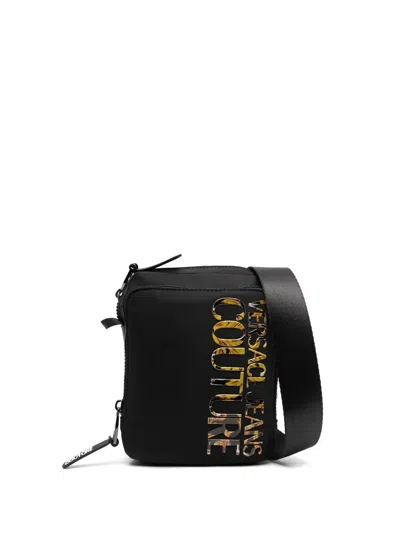 Versace Jeans Couture Logo-embellished Messenger Bag In Black