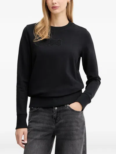 Versace Jeans Couture Logo-embellished Round-neck Sweatshirt In Black