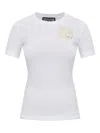 Versace Jeans Couture White V-emblem Logo T-shirt Minidress In Eg03 White/gold