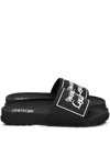 Versace Jeans Couture Pantoletten Mit Logo-verzierung In Schwarz