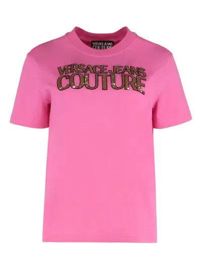 VERSACE JEANS COUTURE LOGO-EMBELLISHED T-SHIRT