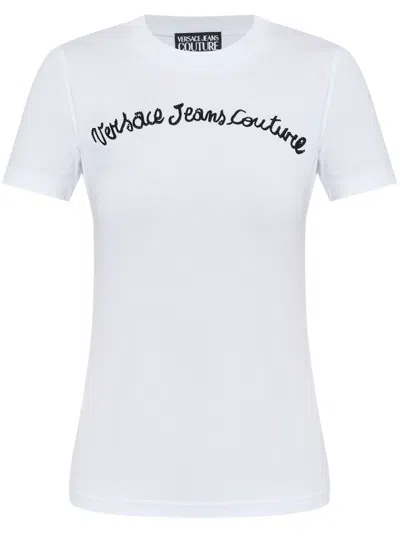 Versace Jeans Couture Logo-embellished T-shirt In White