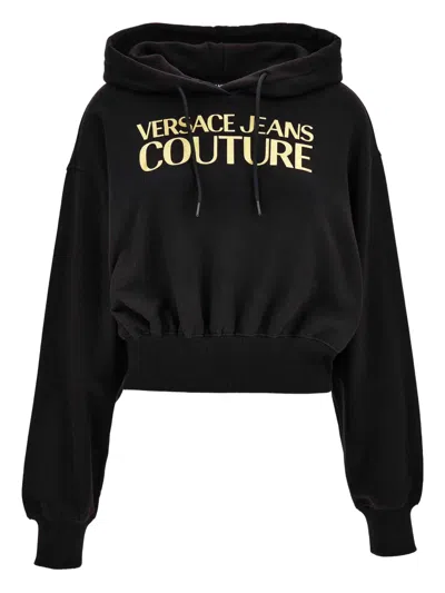 Versace Jeans Couture Logo-emblem Hoodie In Black