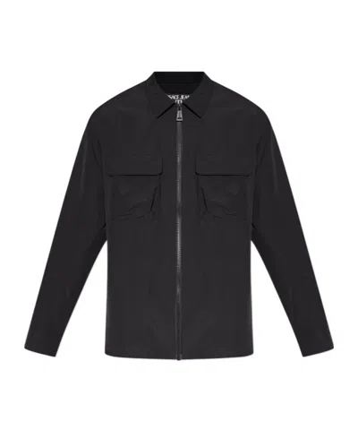 Versace Jeans Couture Logo Embossed Shirt Jacket In Black