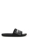 Versace Jeans Couture Slide Sandal With Logo In Black
