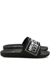 Versace Jeans Couture Logo-embossed Slides In Animal Print