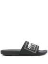 Versace Jeans Couture Logo-embossed Slides In Black