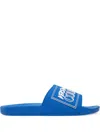 Versace Jeans Couture Slide Sandal With Logo In Blue