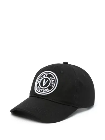 Versace Jeans Couture Logo-embroidered Baseball Cap In Black