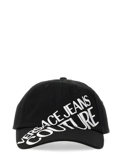 Versace Jeans Couture Logo Embroidered Baseball Cap In Black