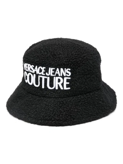 Versace Jeans Couture Logo-embroidered Bucket Hat In Black