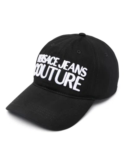 Versace Jeans Couture Logo-embroidered Cotton Baseball Cap In Black