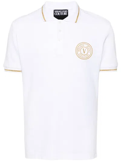 VERSACE JEANS COUTURE LOGO-EMBROIDERED COTTON POLO SHIRT
