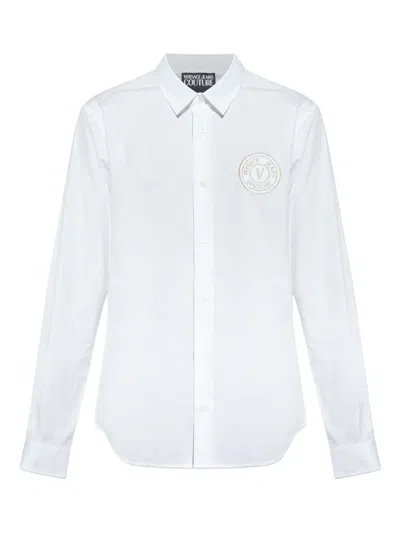 Versace Jeans Couture Logo-embroidered Cotton Shirt In White