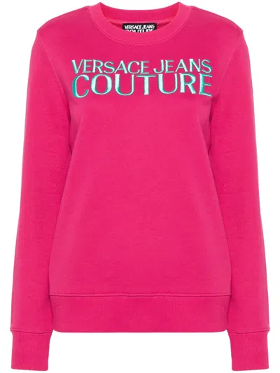 VERSACE JEANS COUTURE LOGO-EMBROIDERED COTTON SWEATSHIRT