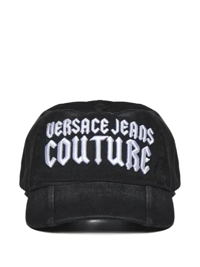Versace Jeans Couture Logo-embroidered Curved-visor Cap In Black